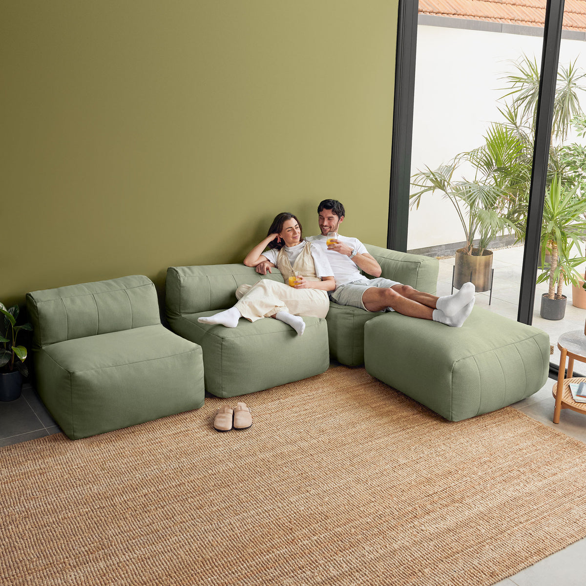 Canapé modulable Zen, oléfine, Vert sauge