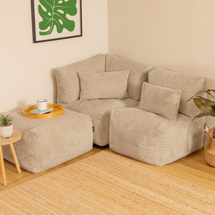 Fauteuil modulaire, Noa, velours côtelé jumbo, pierre