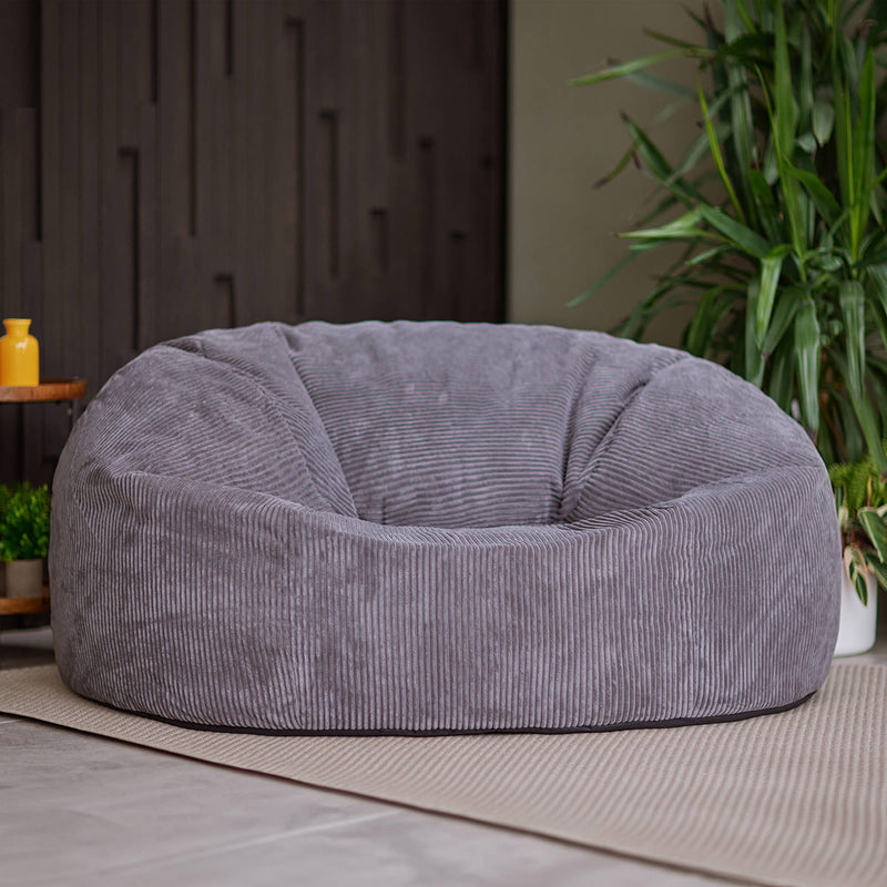 Canapé pouf en velours côtelé Soul, gris anthracite