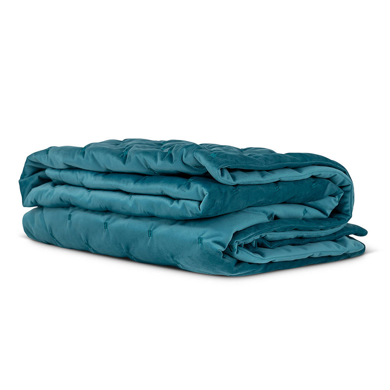 Jeté de lit matelassé en velours Rosa - Bleu sarcelle