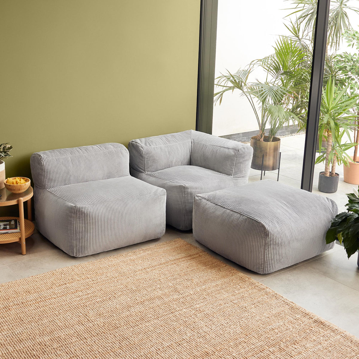 Zen Canapé Modulaire en Corde Jumbo, Gris clair