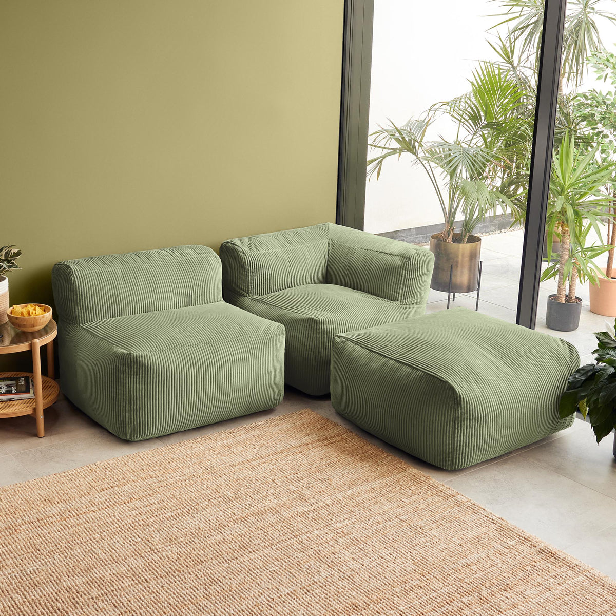 Zen Canapé Modulaire en Corde Jumbo, vert sauge