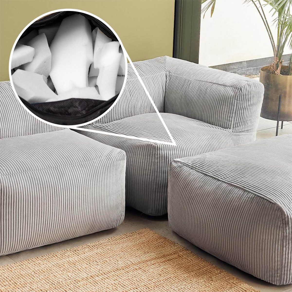 Zen Canapé Modulaire en Corde Jumbo, Gris clair