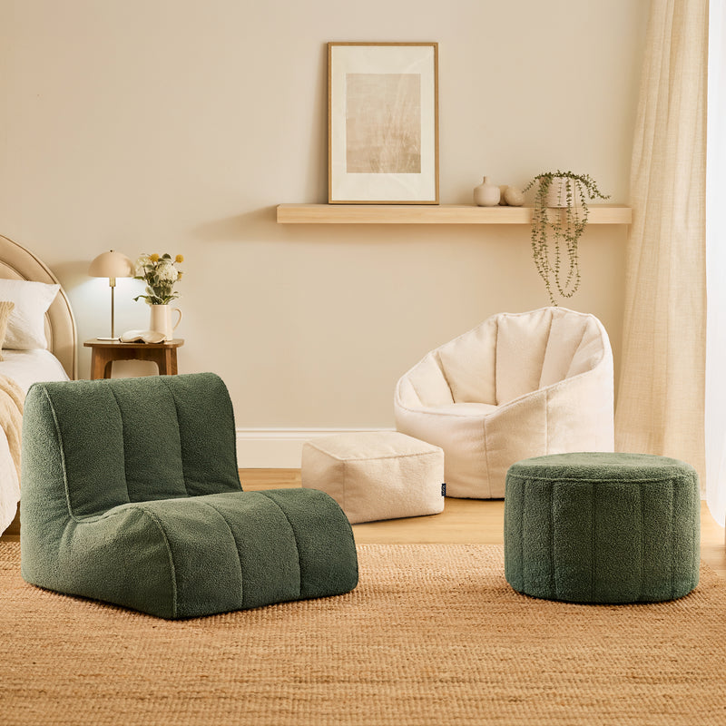 Pouf rond Milano Bouclé – Ivoire