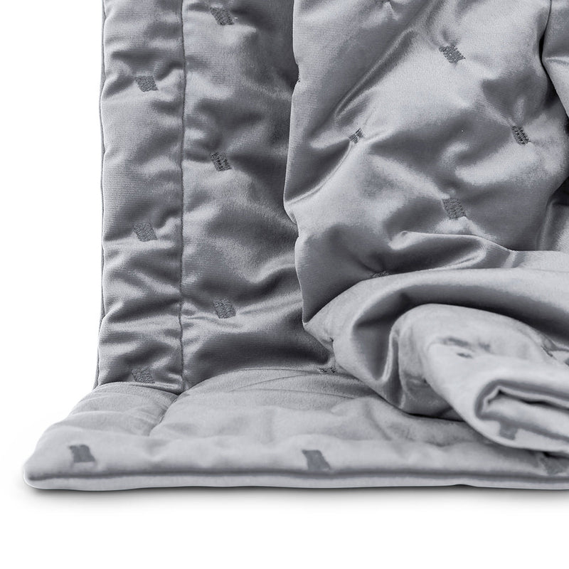 Jeté de lit matelassé en velours Rosa - Gris