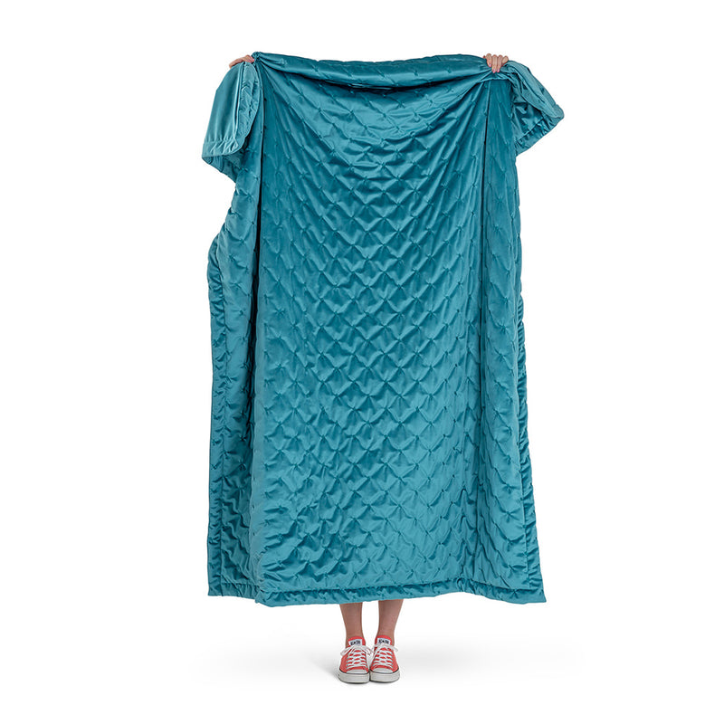 Jeté de lit matelassé en velours Rosa - Bleu sarcelle