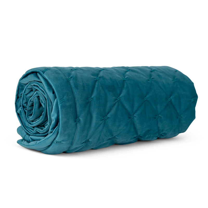 Jeté de lit matelassé en velours Rosa - Bleu sarcelle