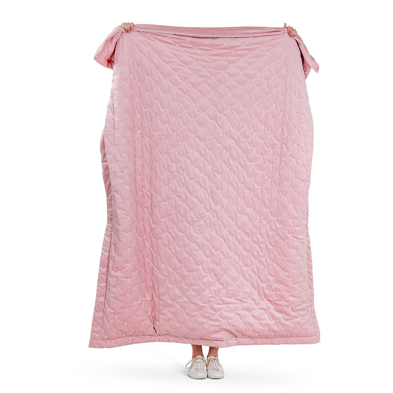 Jeté de lit en velours matelassé Rosa - Rose poudré