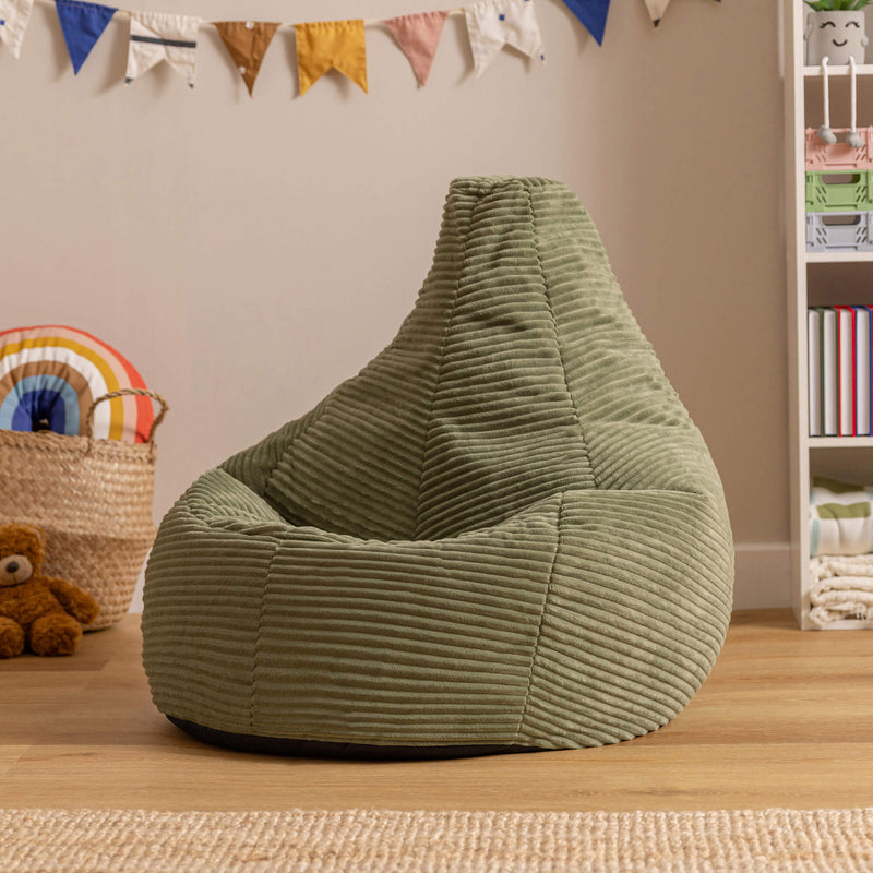 Pouf inclinable Kids Dalton en velours côtelé, vert sauge