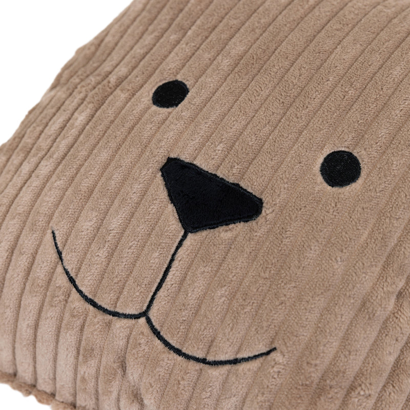 Coussin Bertie Bear en velours côtelé pour enfant - Moka