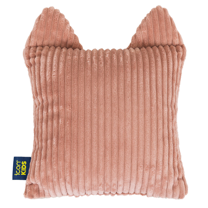Coussin en velours côtelé Cleo le chat pour enfants - Rose aube