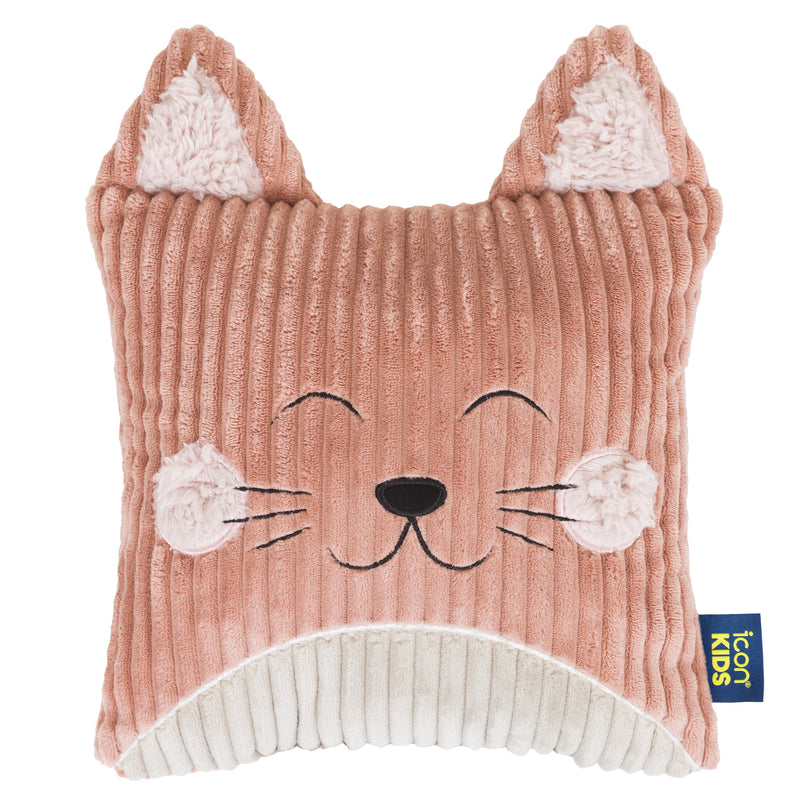 Coussin en velours côtelé Cleo le chat pour enfants - Rose aube