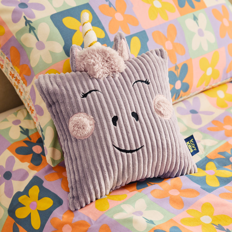 Coussin Luna Licorne en Velours pour Enfants - Lavande