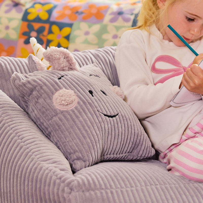 Coussin Luna Licorne en Velours pour Enfants - Lavande