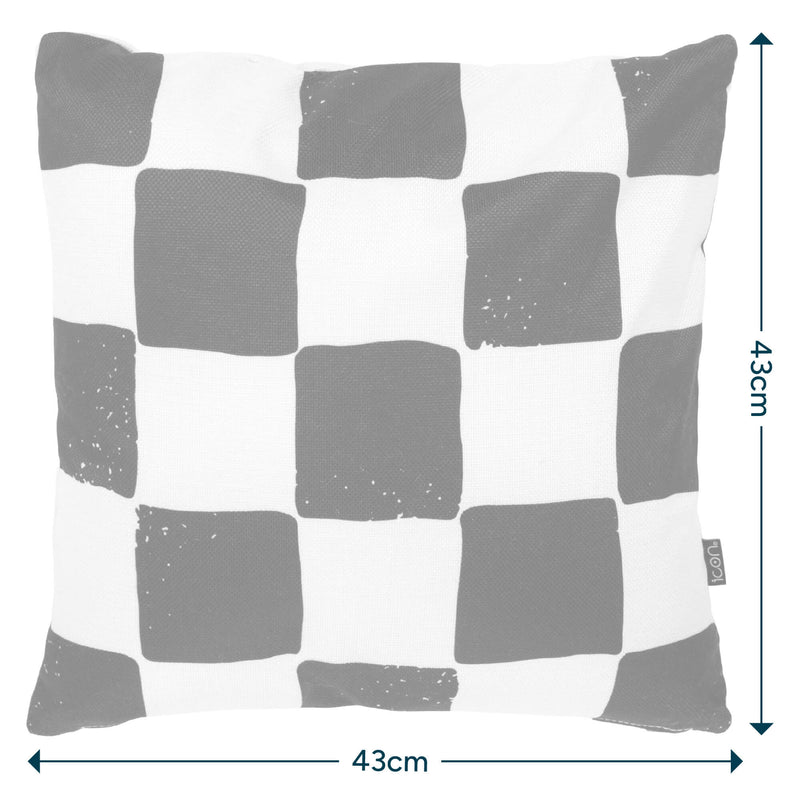 Coussin d'intérieur/extérieur à damier - Noir et blanc