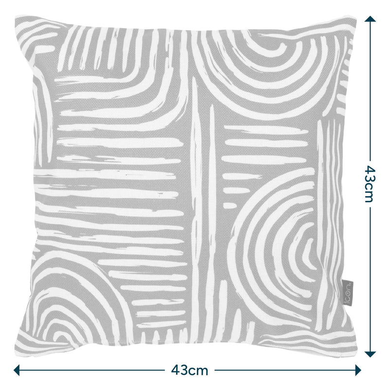 Coussin d'intérieur-extérieur à lignes courbes graphiques - Marron