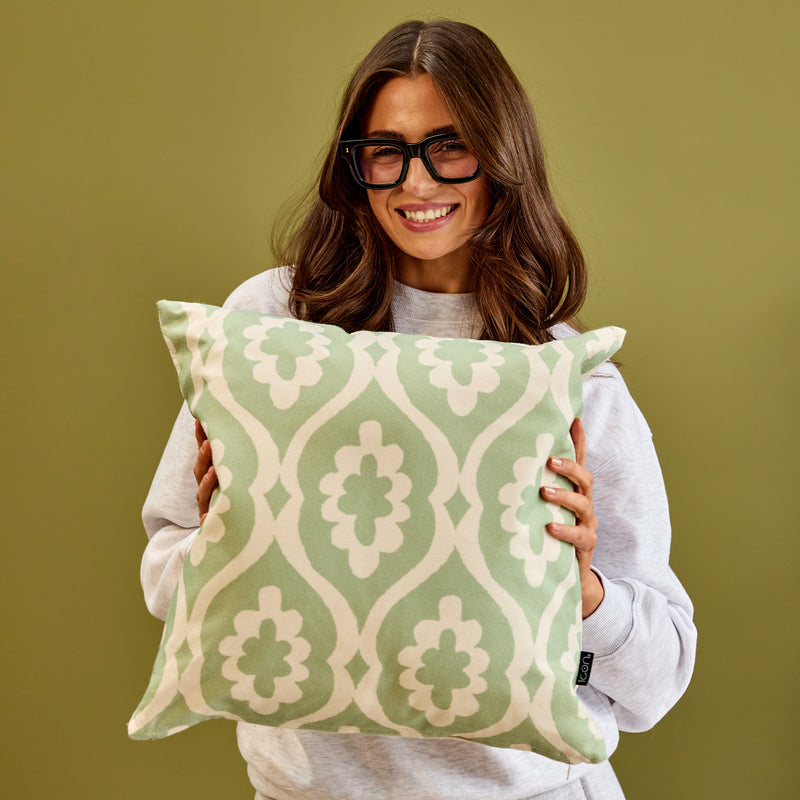 Coussin intérieur/extérieur motif Damas - Vert