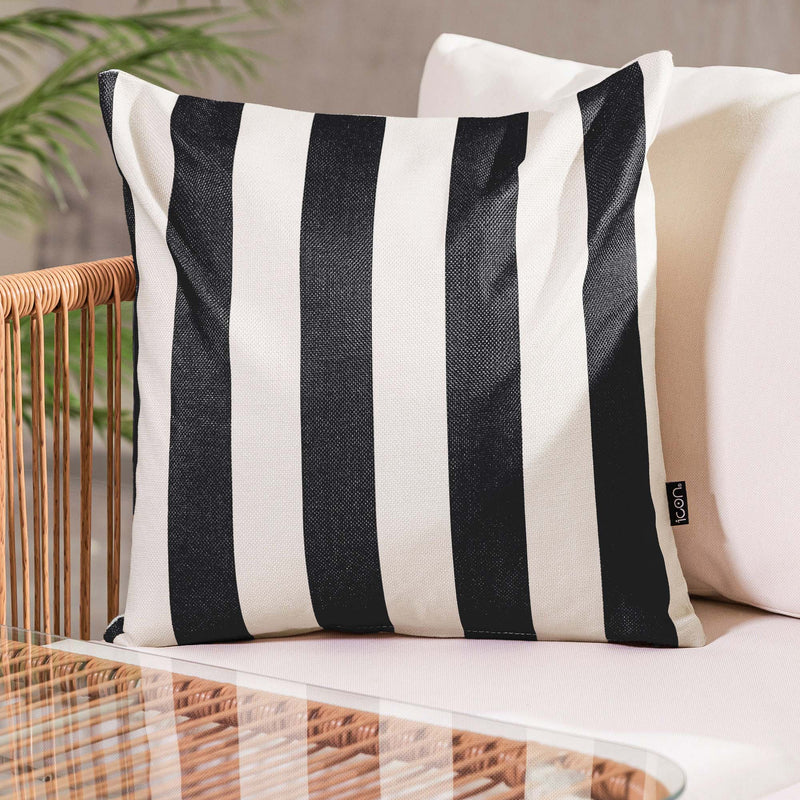 Coussin d'intérieur et d'extérieur à rayures, noir