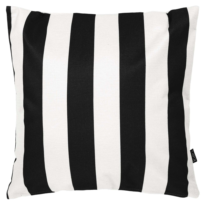 Coussin d'intérieur et d'extérieur à rayures, noir