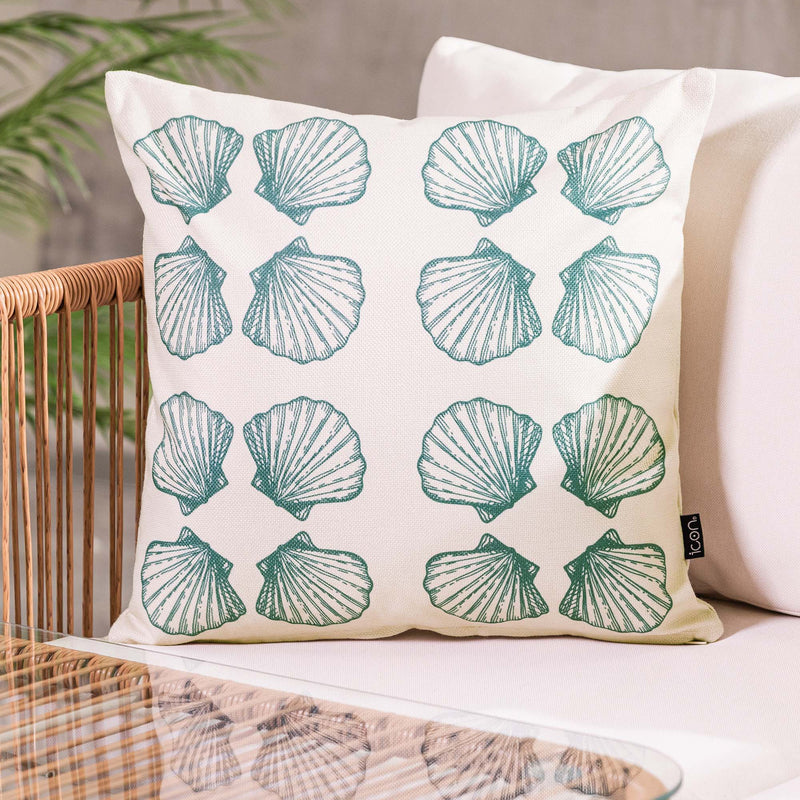 Petit coussin intérieur/extérieur motif coquillages - Crème