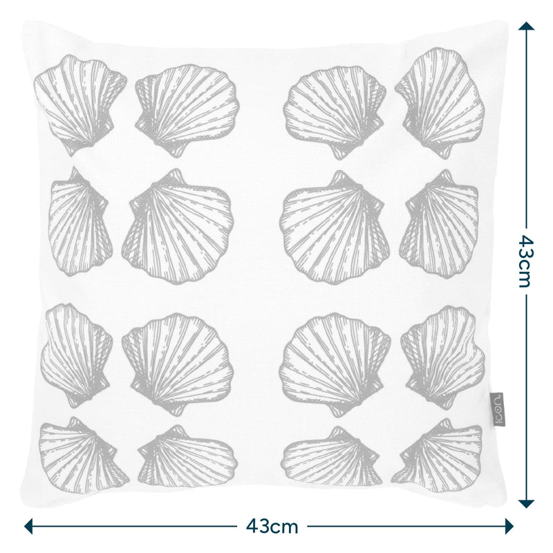 Petit coussin intérieur/extérieur motif coquillages - Crème