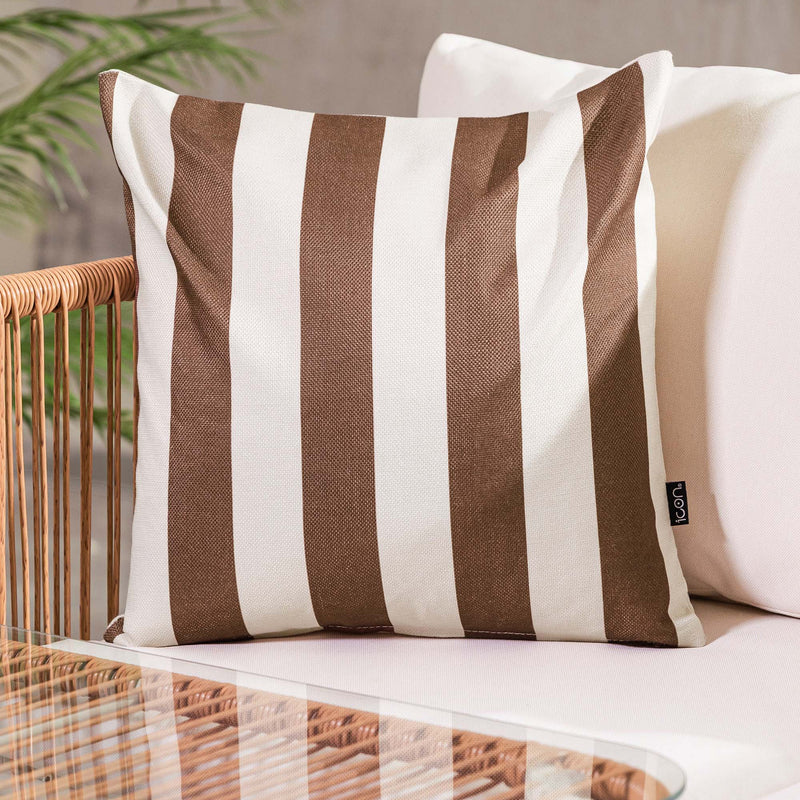 Coussin rayé intérieur-extérieur - Marron