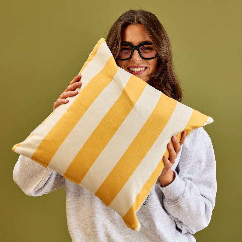 Coussin rayé intérieur/extérieur - Jaune