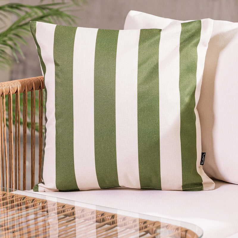Coussin rayé intérieur/extérieur - Vert olive