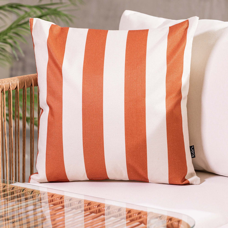Coussin rayé intérieur-extérieur - Orange terracotta