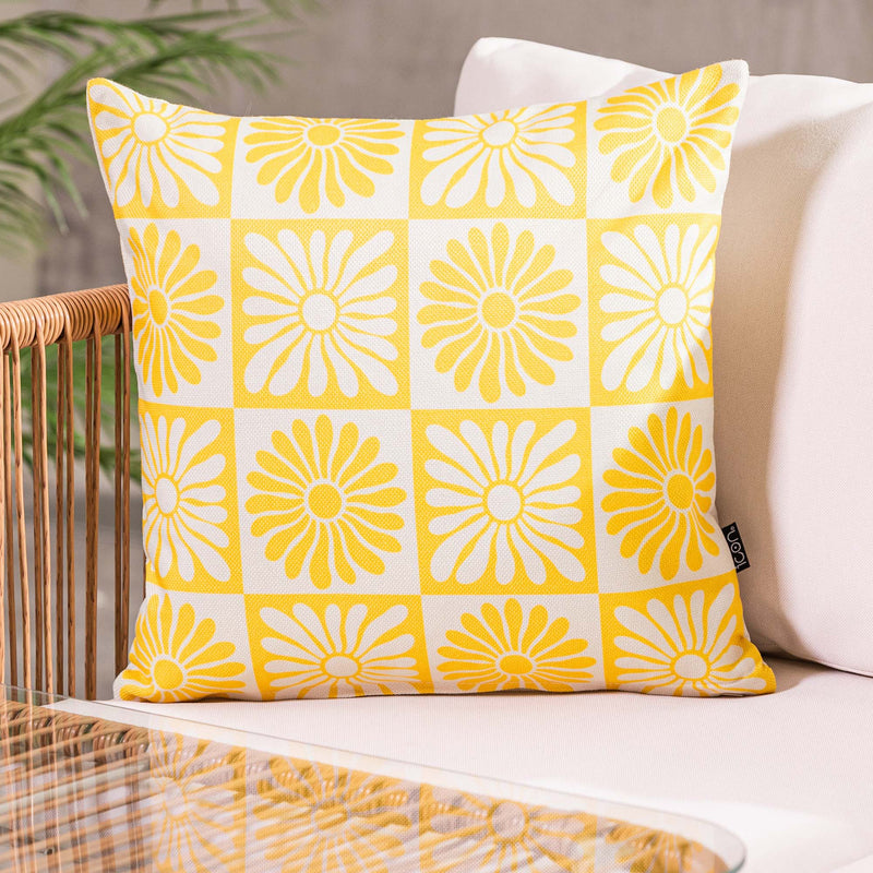 Coussin d'intérieur/extérieur Fleurs d'été - Jaune
