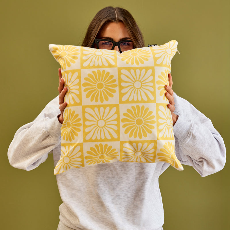 Coussin d'intérieur/extérieur Fleurs d'été - Jaune