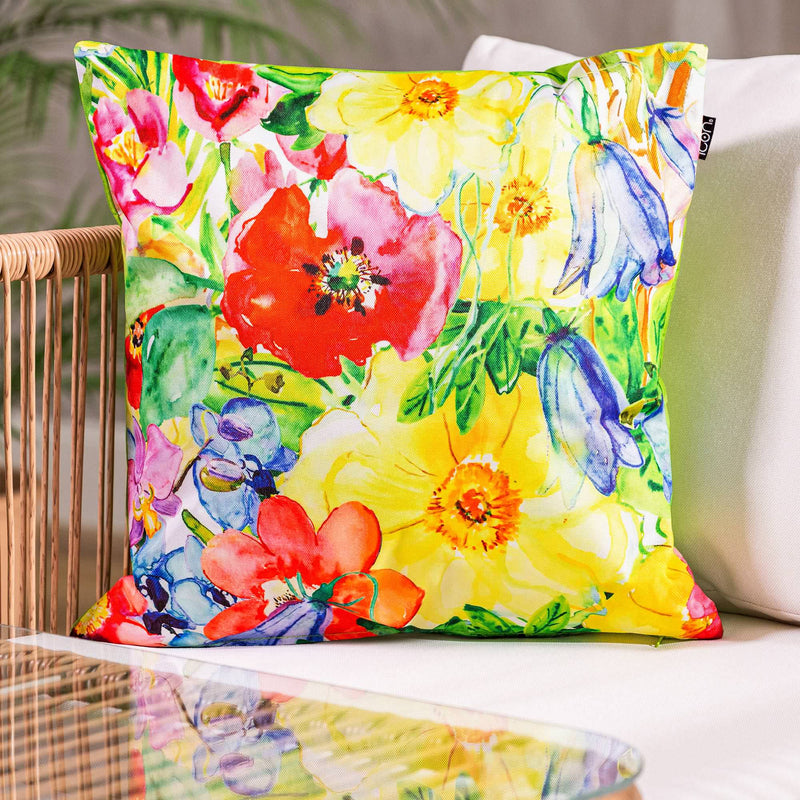 Coussin d'extérieur à fleurs, vert vif