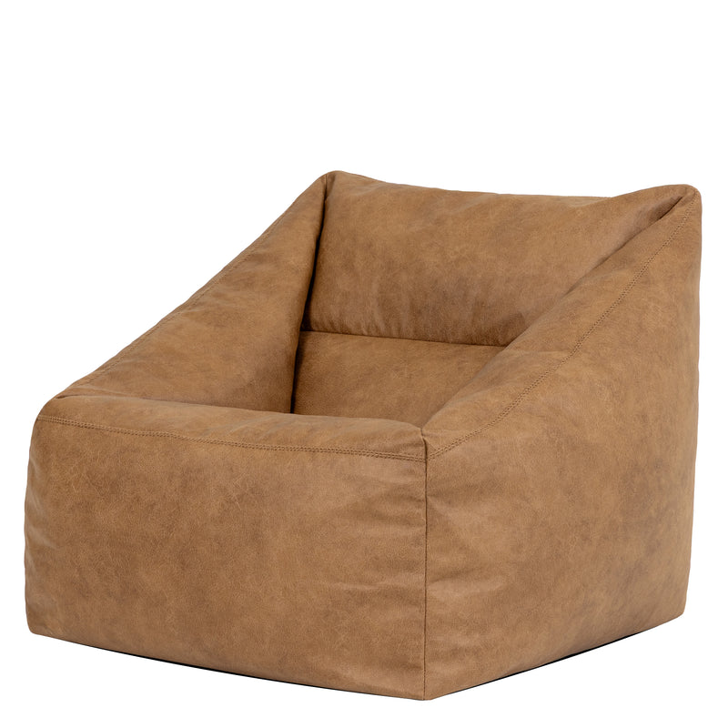 Fauteuil pouf Natalia en similicuir – Havane