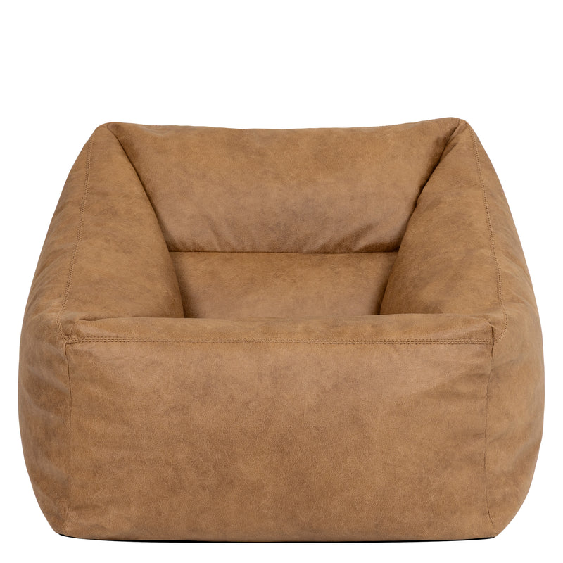 Fauteuil pouf Natalia en similicuir – Havane