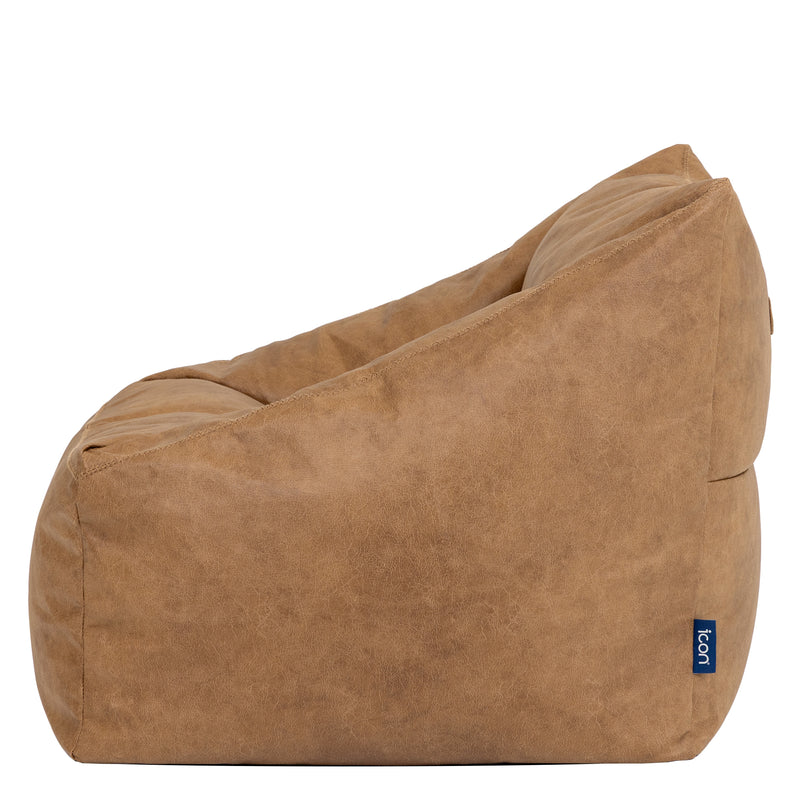 Fauteuil pouf Natalia en similicuir – Havane