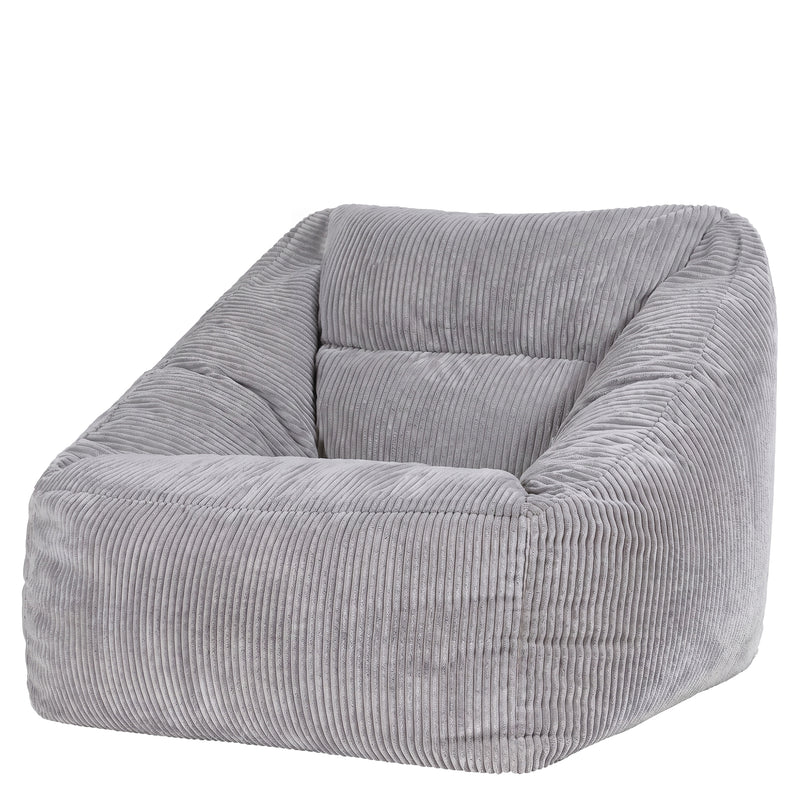Fauteuil poire Natalia en velours côtelé, gris
