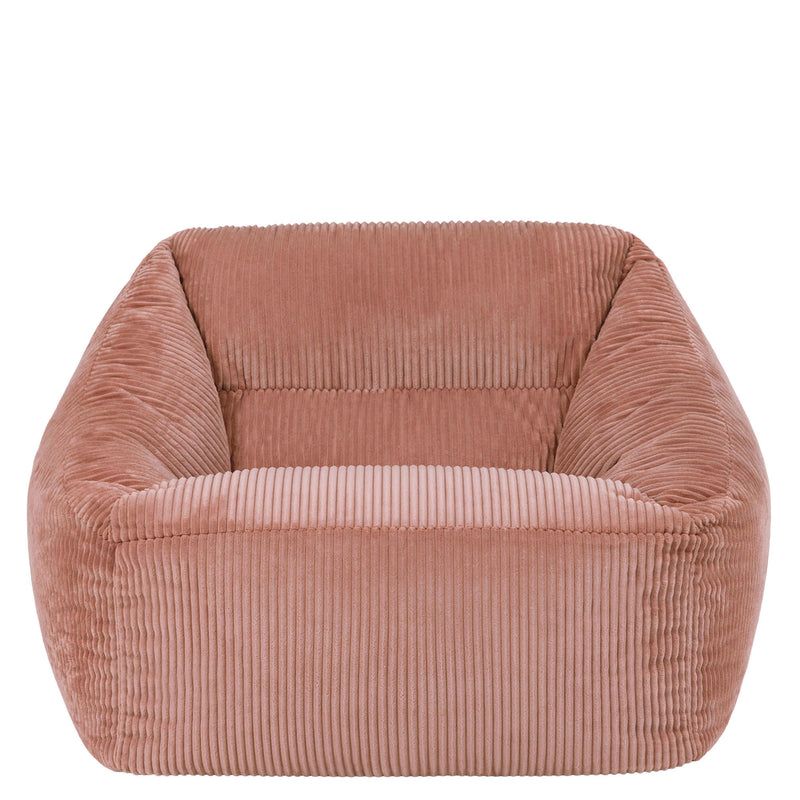 Fauteuil poire Natalia en velours côtelé, rose aurore