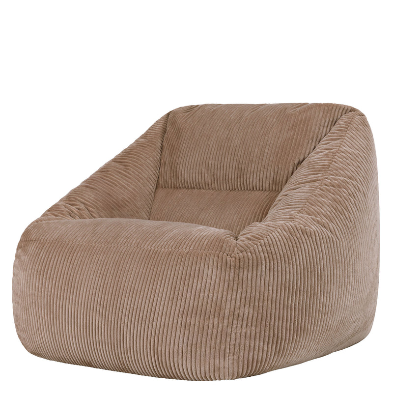 Fauteuil poire Natalia en velours côtelé, brun moka