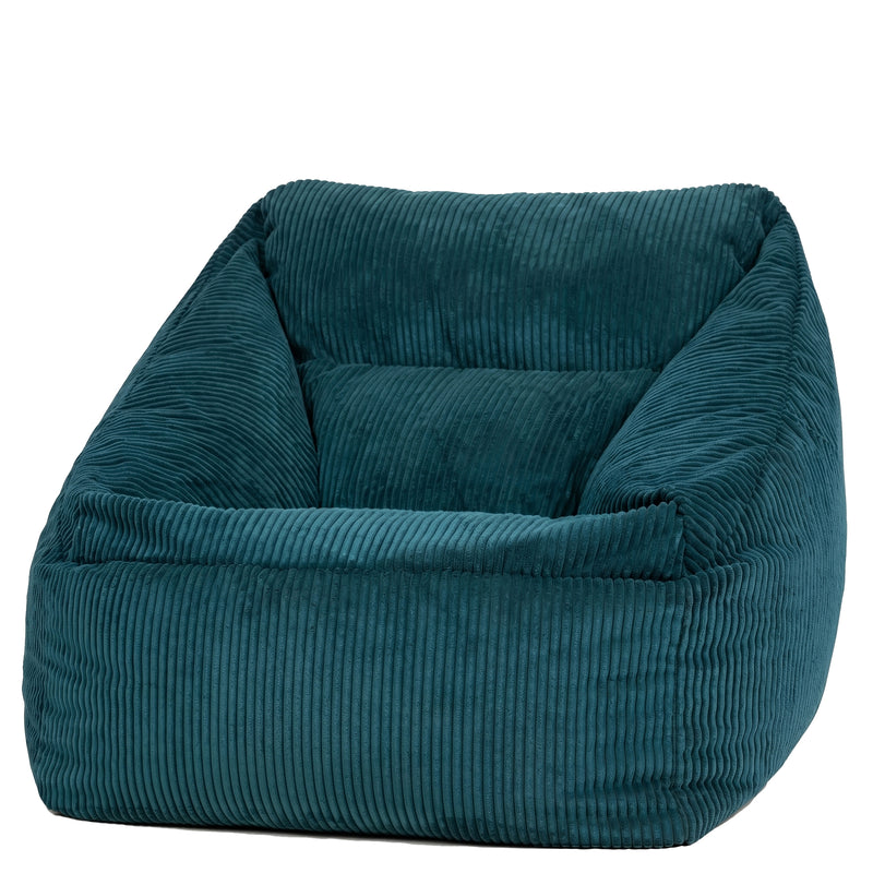 Fauteuil poire Natalia en velours côtelé, sarcelle