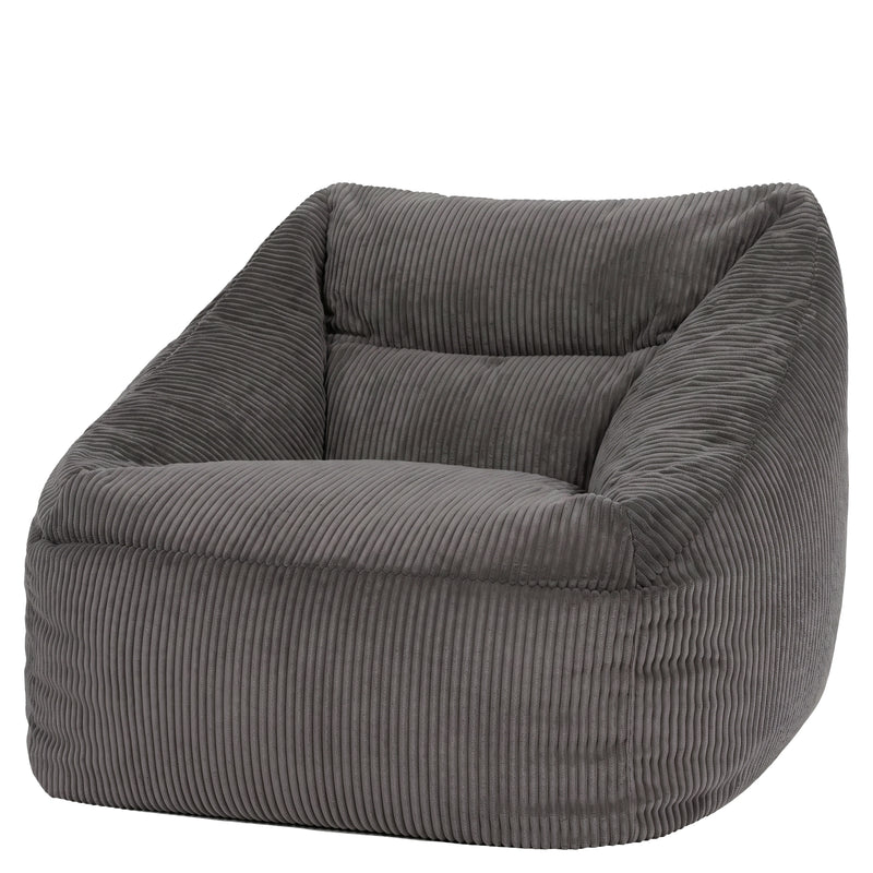 Fauteuil poire Natalia en velours côtelé, gris anthracite