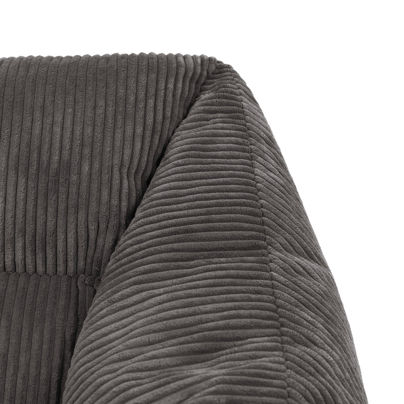 Fauteuil poire Natalia en velours côtelé, gris anthracite