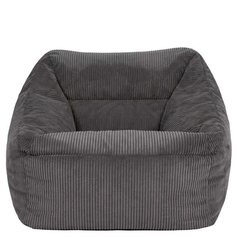 Fauteuil poire Natalia en velours côtelé, gris anthracite