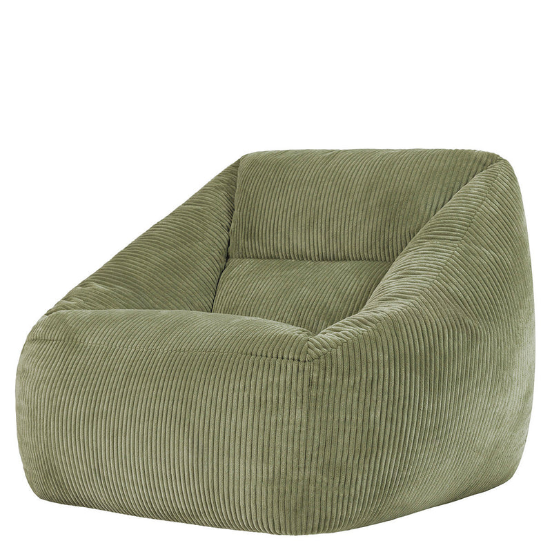 Fauteuil poire Natalia en velours côtelé, vert sauge