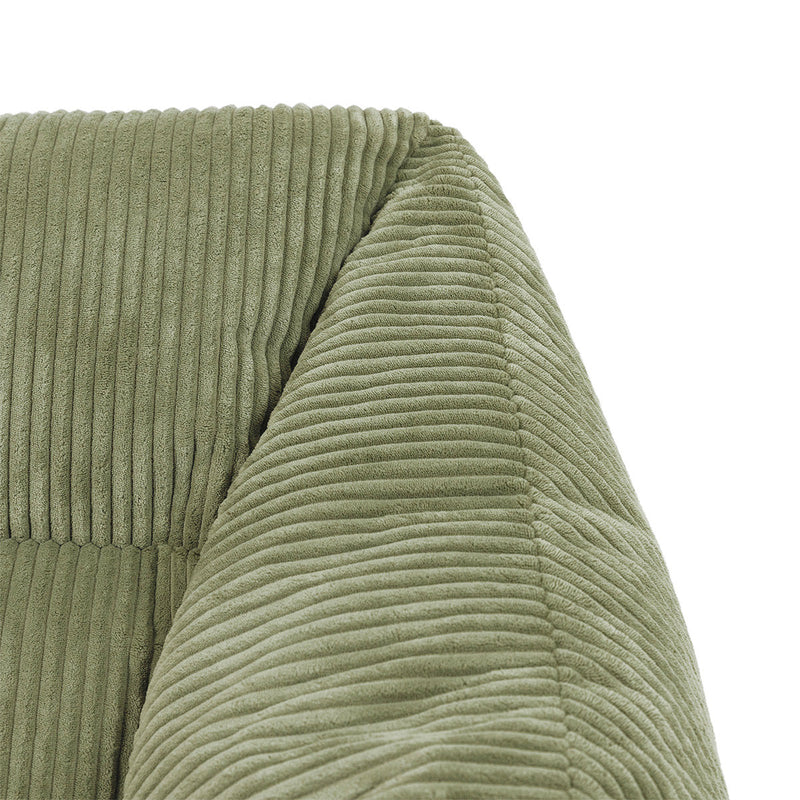 Fauteuil poire Natalia en velours côtelé, vert sauge