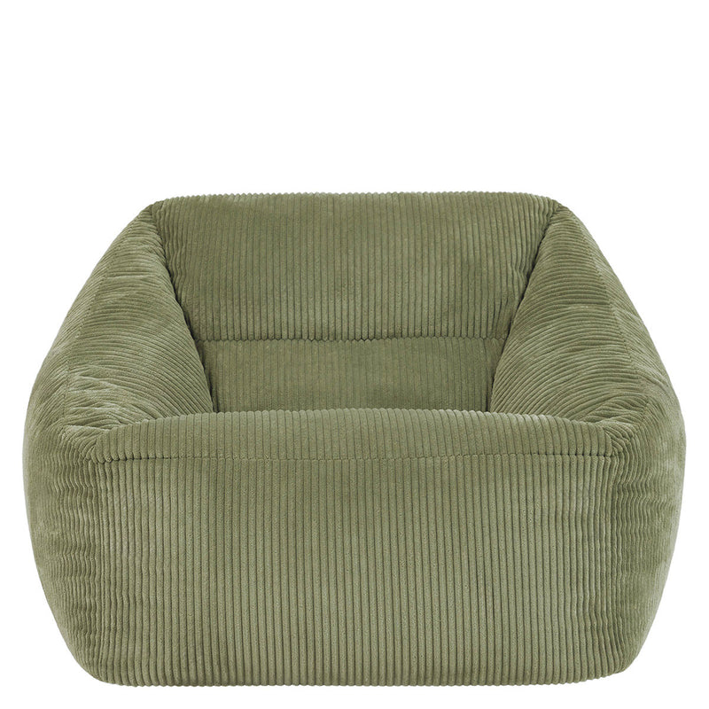 Fauteuil poire Natalia en velours côtelé, vert sauge