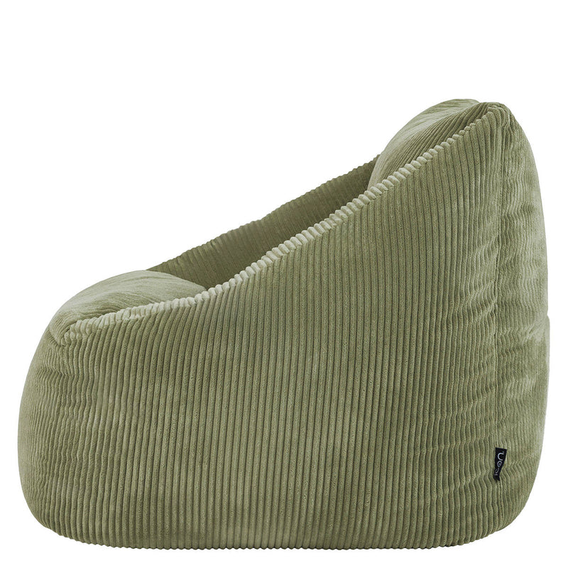 Fauteuil poire Natalia en velours côtelé, vert sauge
