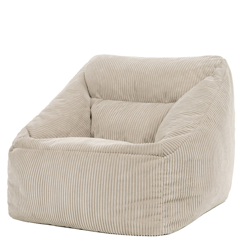 Fauteuil poire Natalia en velours côtelé, pierre 