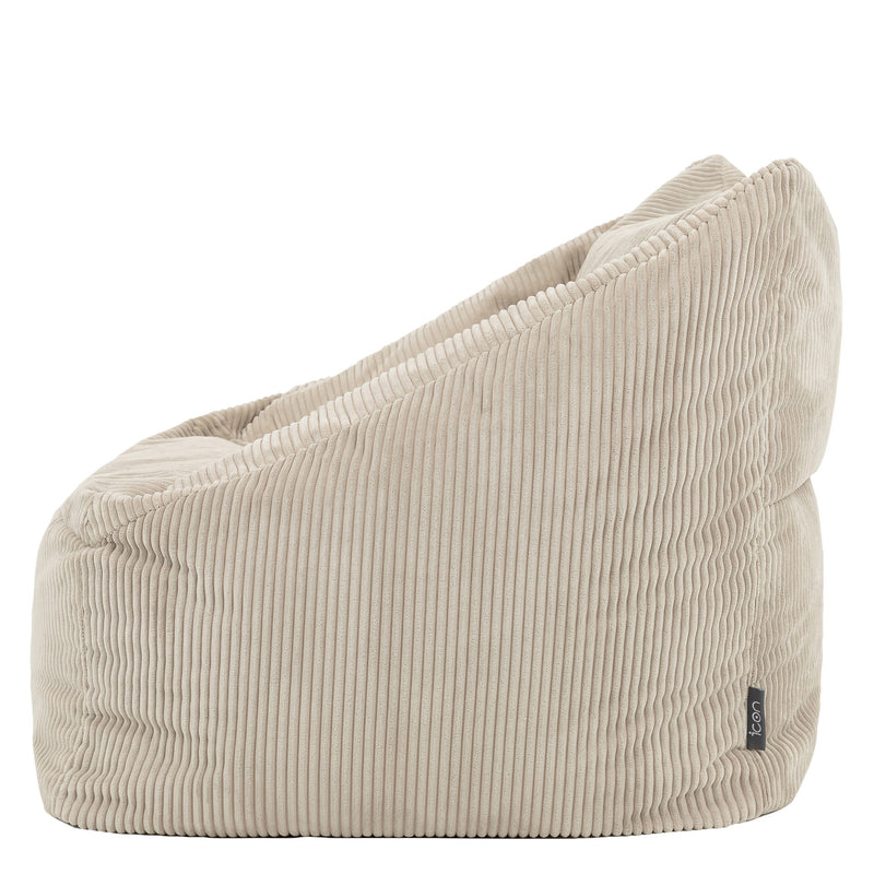 Fauteuil poire Natalia en velours côtelé, pierre 