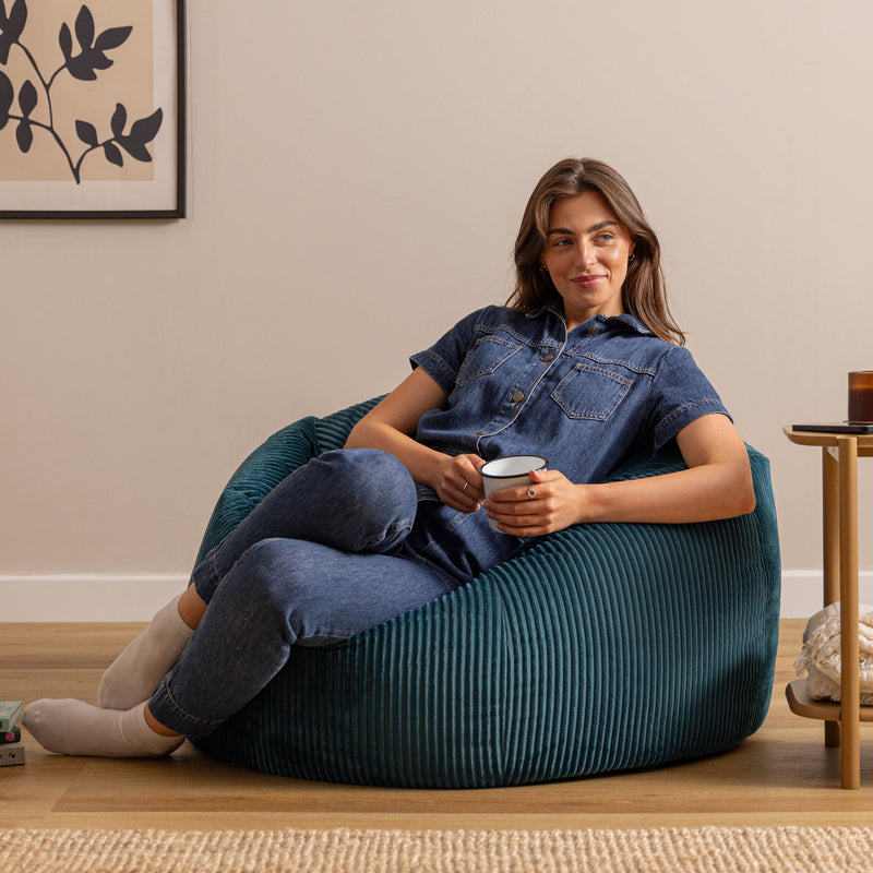 Pouf classique Kingston en velours côtelé, teal