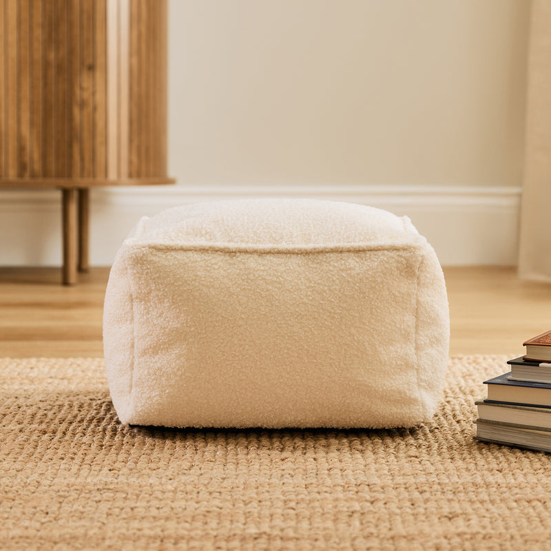 Pouf carré Amara Bouclé - Ivoire